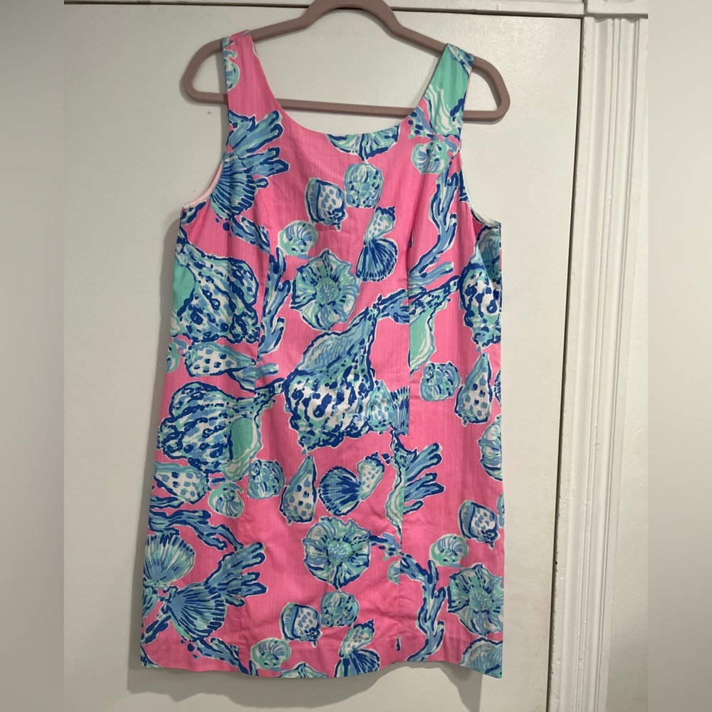 Lilly Pulitzer Sleeveless Pink and Blue Cotton Cathy Dress Sz.‎ 12 - Picture 2 of 10
